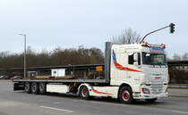 Spedition Friedhelm Bub OHG mit einem Sattelzug mit DAF XF 480 Zugmaschine am 03.02.22 Berlin Marzahn.
