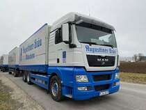 MAN TGX von Augustiner Bräu in München - Freiham, Februar 2022