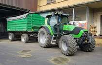 =Deutz Agrotion K 110 steht nach erfolgter Getreideanlieferung in Hünfeld, 08-2021