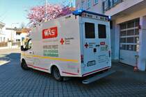 WAS Elektro RTW Testfahrzeug in Diensten des DRK Frankfurt an der Wache 11 in Enkheim am 19.03.22 Danke an das Team für das spontane Shooting