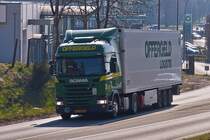 Scania G 450 Sattelzug von OFFERGELD, aufgenommen nahe Weiswampach. 03.2022. 