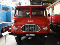 Im Mecklenburgischen Eisenbahn- und Technikmuseum Schwerin war Ende März 2022 dieses IFA Robur LO 1800 Feuerwehrfahrzeug zu sehen.