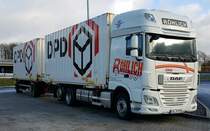 =DAF XF-Hängerzug der RÖHLICH-GmbH rastet an der A 7, 01-2022