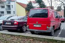 Rückansicht: VW Transporter T4, aufgenommen in Januar 2021.