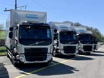 Vier Volvo FL vom Meier Tobler AG am 16.4.22 in Kallnach.