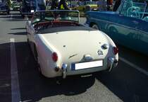 Heckansicht eines Austin Healey Sprite MK 1 im Farbton old english white. Oldtimertreffen Café del Sol Gelsenkirchen am 18.04.2022.