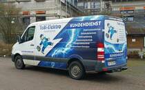 =MB Sprinter von ToBi-Elektro steht auf einer Baustelle in Petersberg-Marbach im Januar 2021