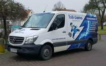 =MB Sprinter von ToBi-Elektro steht auf einer Baustelle in Petersberg-Marbach im Januar 2021