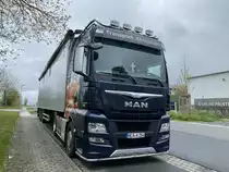 MAN TGX, abgestellt im mittelfränkischen Neustadt an der Aisch, April 2022