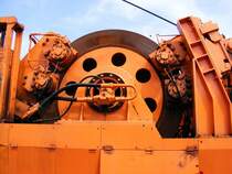 Die Bremsscheibe der Seiltrommel eines Mobilkranes auf dem Gelnde der Zeche Auguste Victoria 3/7 beim Tag der offenen Tr am 9. Mai 2009.