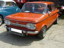 NSU TTS, produziert in unregelmäßigen Kleinserien von 1967 bis 1971. Dieses Auto war zwar verkehrstauglich, wurde aber hauptsächlich zu Wettbewerbszwecken produziert. In den ersten Monaten hieß der Wagen NSU Prinz 1000 TTS. Die Grundmotorisierung war ein, im Heck verbauter, Vierzylinderreihenmotor mit einem Hubraum von 996 cm³ und einer Leistung von 70 PS. Durch gezielte Veränderungen an der Motortechnik waren auch 85 PS Leistung realisierbar. Insgesamt wurden 2402 TTS produziert. Oldtimertreffen an der  Alten Dreherei  in Mülheim an der Ruhr am 18.06.2022.