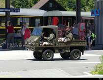 Haflinger unterwegs beim Bahnhof von Sumiswald-Grünen am 11.06.2022