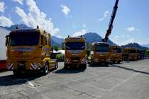 Mehrere MAN von Gyger am 26.6.22 beim Trucker Festival in Interlaken.