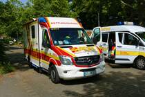 ASB Worms Mercedes Benz Sprinter RTW am 18.06.22 bei der Bundesübung des ASB in Mainz am Bereitstellungsraum