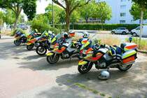 ASB BMW Motorräder am 18.06.22 bei der Bundesübung des ASB in Mainz am Bereitstellungsraum