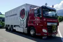 Ein DAF Viehtransporter von Bruno Käser AG am 26.6.22 beim Trucker Festival Interlaken.