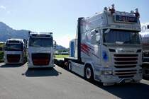Scania und Volvo Sattelschlepper von Sutter am 26.6.22 beim Trucker Festival Interlaken.