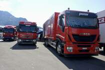 Iveco und MB Actros Kastenaufbau von Pistor am 26.6.22 beim Trucker Festival Interlaken.