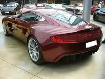 Heckansicht eines Aston Martin One-77 aus dem Jahr 2011. Classic Remise Düsseldorf am 12.07.2022.