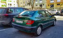 Rückansicht: Citroen Xsara in der Farbe Vert Vega in Februar 2021.