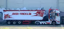 Tuttas Transporte UG (JOKER-TRUCKS,DE) mit einem für die Fa, typisch toll gestalteten DAF Sattelkipper am 05.07.22 (Haldensleben/Sachsen-Anhalt).