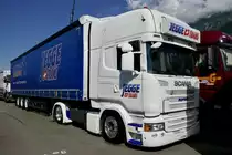Ein Scania Sattelschlepper von Jegge Trans am 26.6.22 beim Trucker Festival Interlaken.