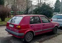 Rückansicht: VW Golf II in Februar 2021.