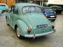 Heckansicht eines Morris Minor 1000 aus dem Jahr 1964 im Farbton island green. Classic Remise Düsseldorf am 20.07.2022.