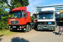 Historischer MAN und Mercedes Benz LKW am 16.07.22 beim ADAC Truck Grand Prix auf dem Nürburgring