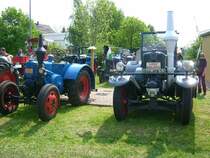 2 Lanzbulldogs, links ein Ackerluft und rechts eine Eilbulldog, beim Oldtimertreffen in Hartmannsdorf 2009