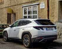 Rückansicht: Hyundai Tucoson vierte Generation  NX4 . Die Aufnahme stammt von März, 2021.