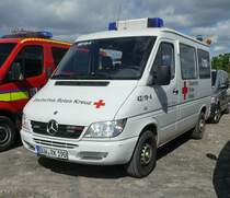 =MB Sprinter des DRK DIRMSTEIN steht auf dem Parkplatz der RettMobil im Mai 2022