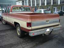 Heckansicht eines Chevrolet Silverado C20 Kingcab aus dem Jahr 1974. Oldtimertreffen an Mo´s Bikertreff in Krefeld am 11.09.2022.