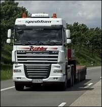 DAF XF105.510SC  SpaceCab  der Freudenberger K�HLER SCHWERLAST Spedition.
