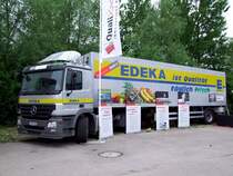 ACTROS1832  QualiLift-Erprobungsfahrzeug  ist fr EDEKA unterwegs, und war auf der TransportLogistic in Mnchen zu sehen; 090515