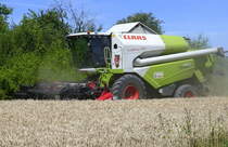 Claas 480 bei der Getreideernte in der Rheinebene im Breisgau, Juli 2022