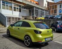 Rückansicht: Seat Ibiza Mk4 getunt in  Amarillo Citrus . Foto: 04.2021.
