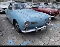 Hellblauer VW Karmann Ghia 1500 in Aarberg am 17.09.2022