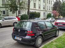 Rückansicht: VW Golf IV dreitürer. Aufnahme: April, 2021.