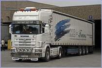 SCANIA TOPLINE 144L 530PS  WIHTE POWER  von MB-TRANS rangiert an die Ladestelle in Hagen. (22.05.2009)

