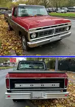 FORD F150 Pick Up. Baujahr 1973 bis 1980. Es wurden diverse Motoren verbaut. Es gab zwei Reihen -Sechszylinder und sechs V8 Motoren mit bis zu 7500ccm. Foto: Oktober 2022