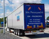 =Scania-Sattelzug der dänischen Spedition PROVSTGAARD aus Padborg rastet im Mai 2022 an der A 7