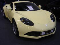 Artega GT Sondermodell Intro = Nr.: 2 von 99 im Farbton vanillegelb. Von diesem Modell wurden in der Zeit von 2009 bis 2012 (Insolvenz der Firma) genau 153 Fahrzeuge hergestellt. Angetrieben wird der Sportwagen von einem VR6-Motor aus dem VW-Konzern. Dieser VR6-Motor hat einen Hubraum von 3597 cm³ und leistet ziemlich genau 300 PS. Die Höchstgeschwindigkeit gab die Firma aus Delbrück im Kreis Paderborn mit über 270 km/h an. Essen Motor Show am 06.12.2022.