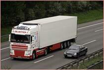 NORDSEE-Express No2: Der selbe DAF XF95.530(?) der FR.RITTER aus Bremerhaven ist am 16.04.2009 bei Schwerte in Richtung S�den unterwegs.