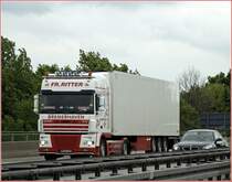 NORDSEE-Express No3: DAF XF95.530(?) der FR.RITTER ist hier in Richtung Norden unterwegs. (08.05.2009)
