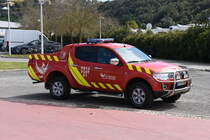 Renault Alaskan als Einsatzfahrzeug der Feuerwehr von São Bartolomeu de Messines am Messe- und Ausstellungsgelände FISSUL in Silves/Portugal, 18.02.2022