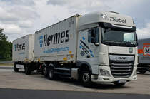 =DAF XF der Spedition DIEBEL unterwegs für den Zusteller HERMES, 06-2022