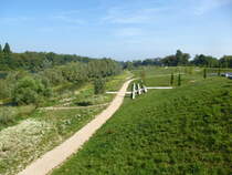 Radweg entlang des Altrheins bei Neuenburg, auf diesem Gelände wurde 2022 die Landesgartenschau durchgeführt, Aug.2017