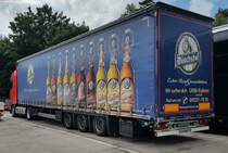 =Sattelauflieger als Werbeträger für die Brauerei MÖNCHSHOF aus Kulmbach, 06-2022