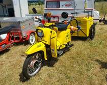 =Simson Schwalbe mit Anhänger, ausgestellt beim Oldtimertreffen in Wisselsrod, 06-2022